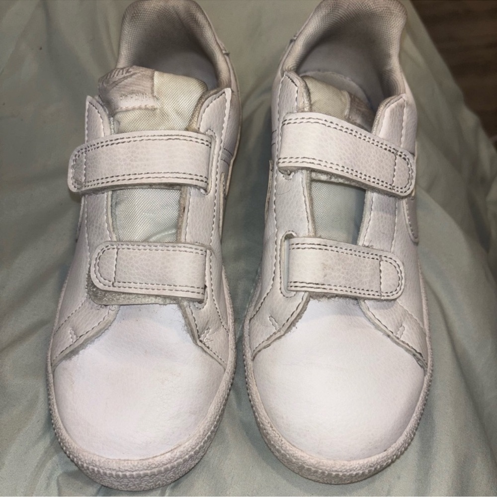 White Kids Velcro Sneakers - Classic Casual Shoe